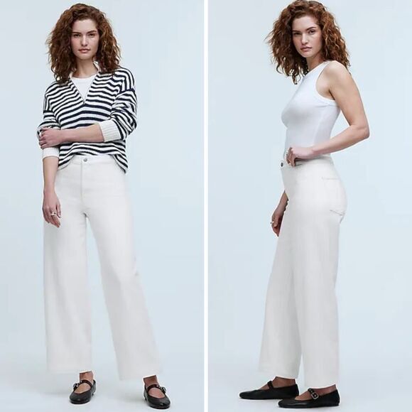 New! Madewell The Curvy Emmett Wide-Leg Jean in Tile White, size 26 - Picture 2 of 16